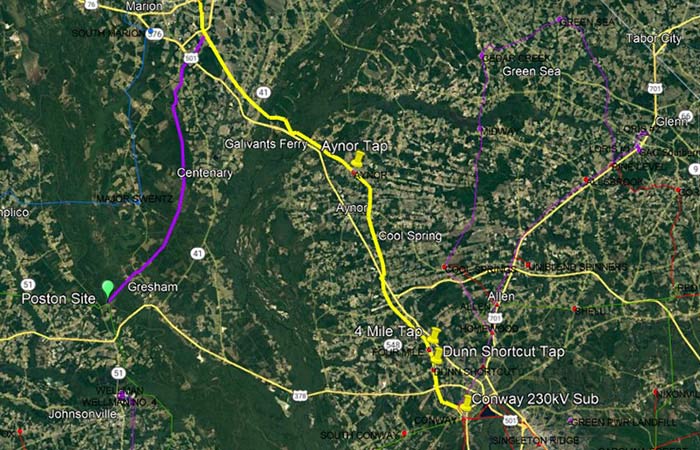 Map of Marion Conway powerline project